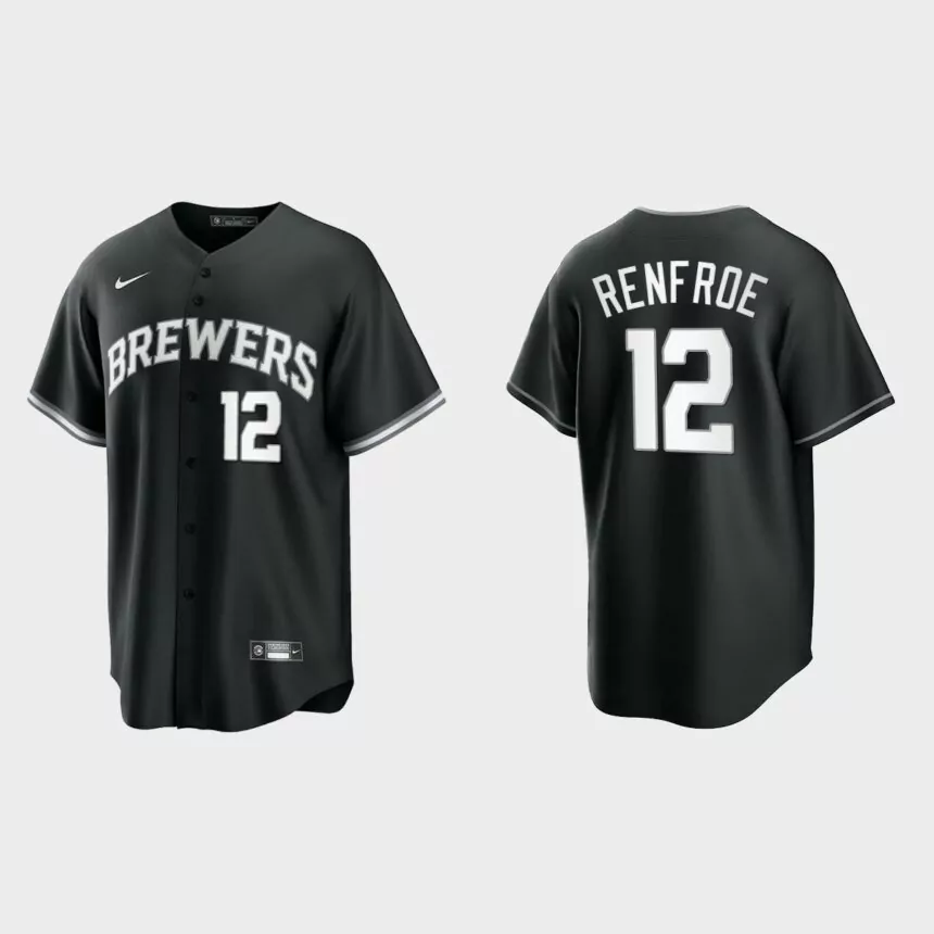 Milwaukee Brewers Hunter Renfroe Replica Official Jersey – Black White