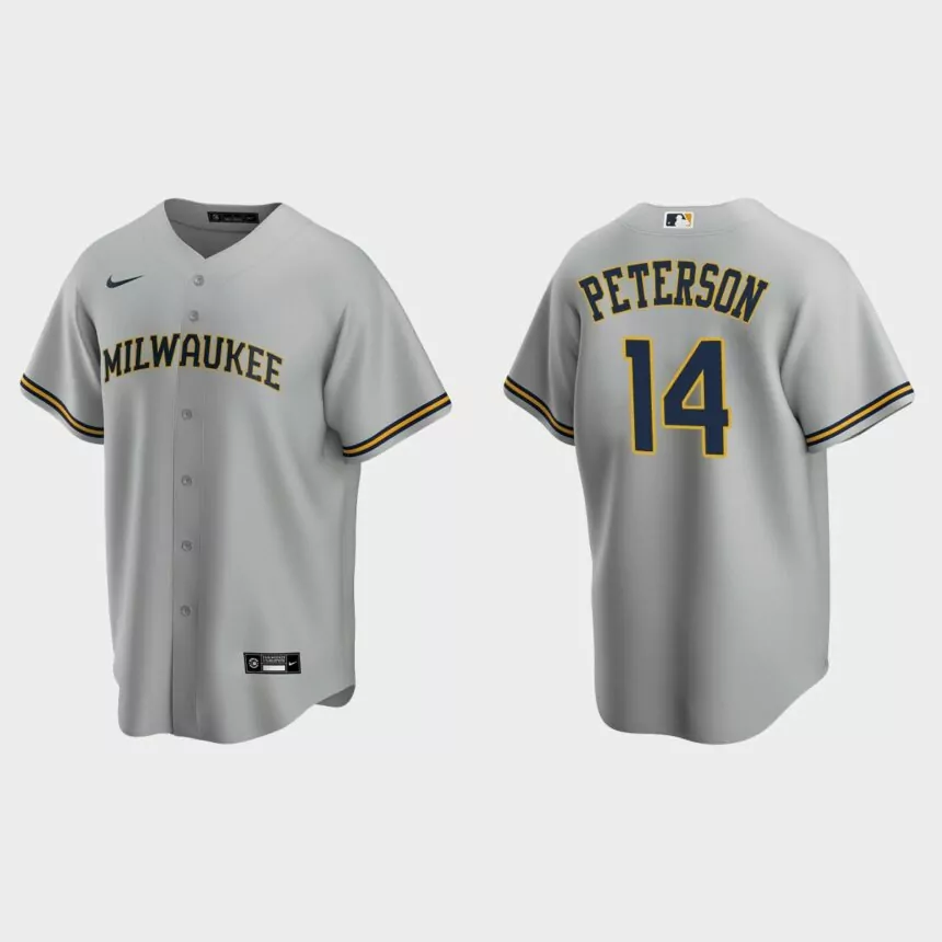 Milwaukee Brewers Jace Peterson Replica Road Jersey – Gray