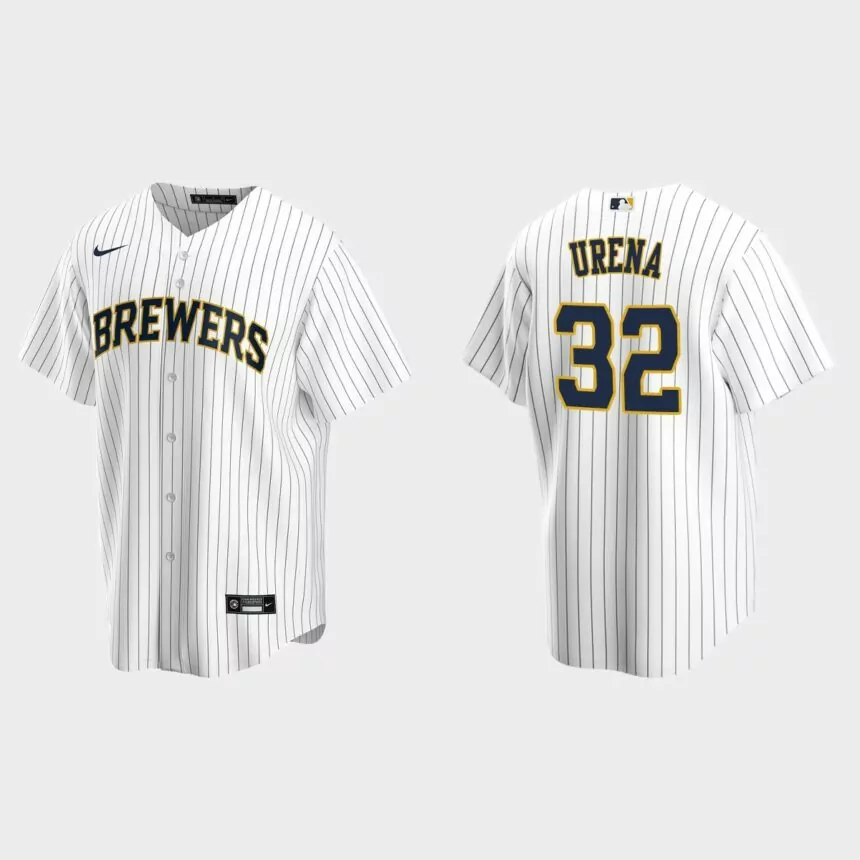 Milwaukee Brewers Jose Urena Replica Alternate Jersey – White Navy