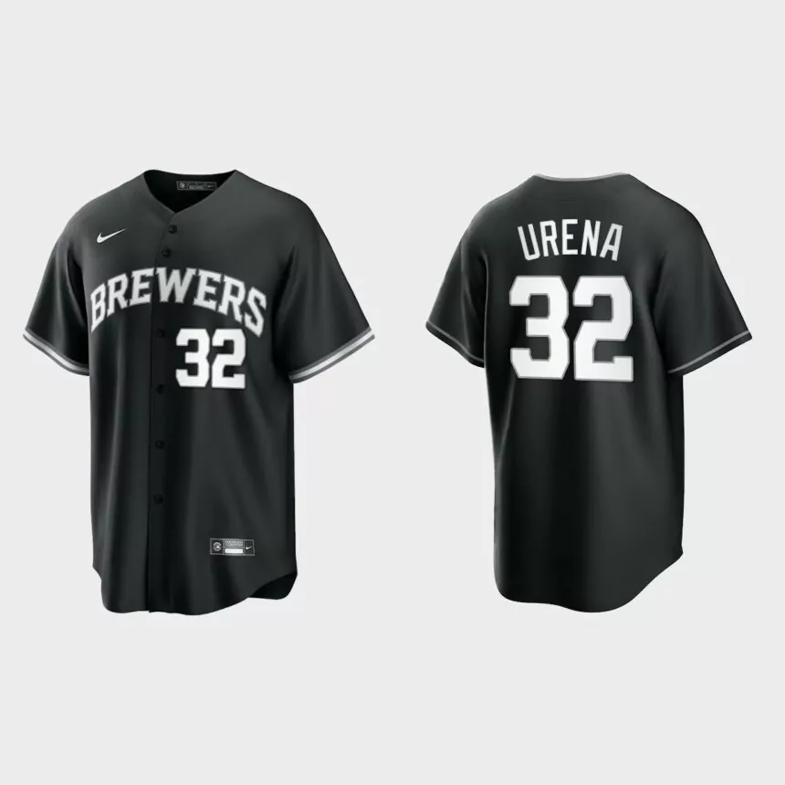 Milwaukee Brewers Jose Urena Replica Official Jersey – Black White