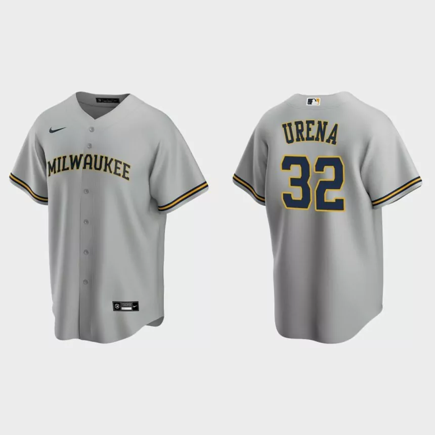Milwaukee Brewers Jose Urena Replica Road Jersey – Gray