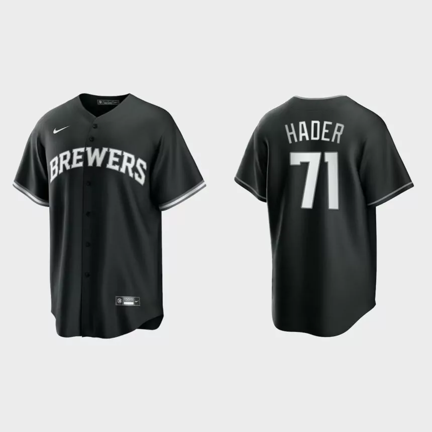 Milwaukee Brewers Josh Hader 2021 All Black Fashion Replica Jersey – Black White