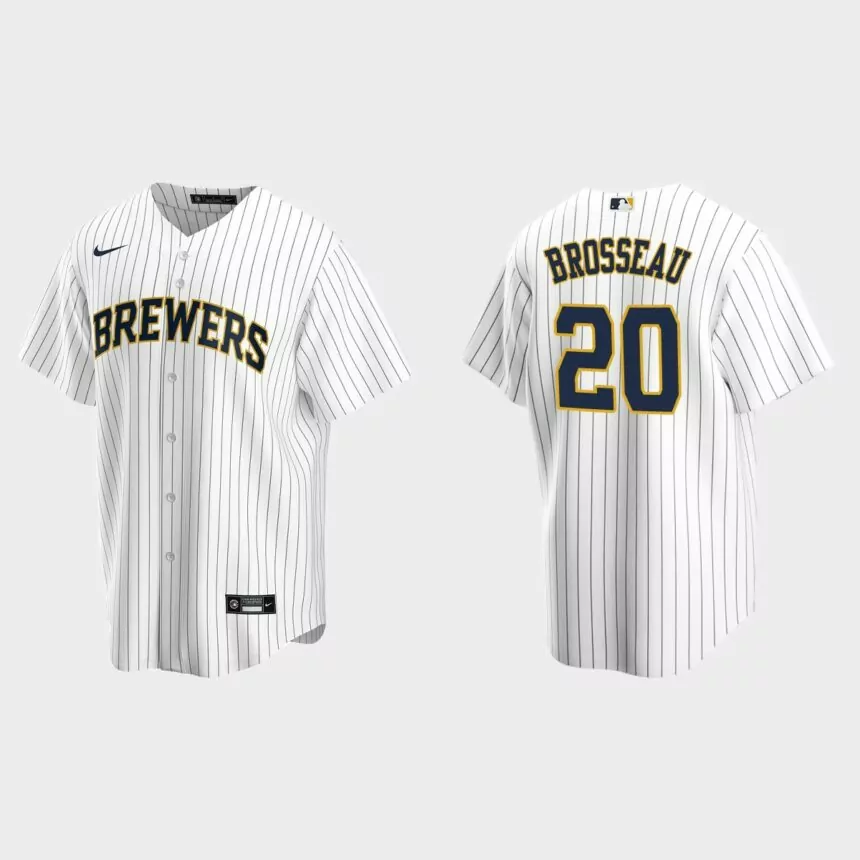 Milwaukee Brewers Mike Brosseau Replica Alternate Jersey – White Navy
