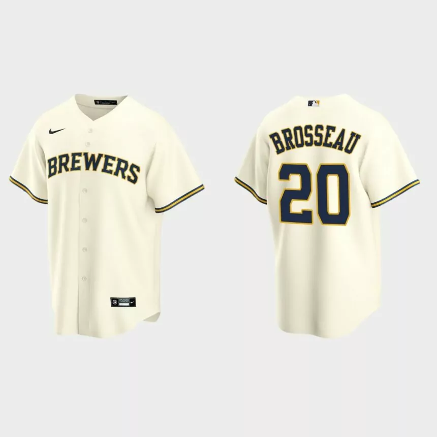 Milwaukee Brewers Mike Brosseau Replica Home Jersey – Cream