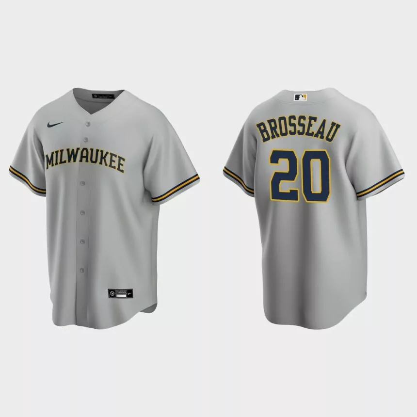 Milwaukee Brewers Mike Brosseau Replica Road Jersey – Gray