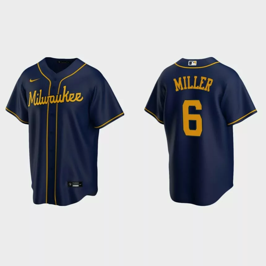 Milwaukee Brewers Owen Miller Replica Alternate Jersey – Navy
