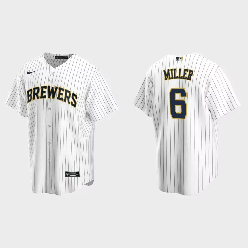 Milwaukee Brewers Owen Miller Replica Alternate Jersey – White Navy
