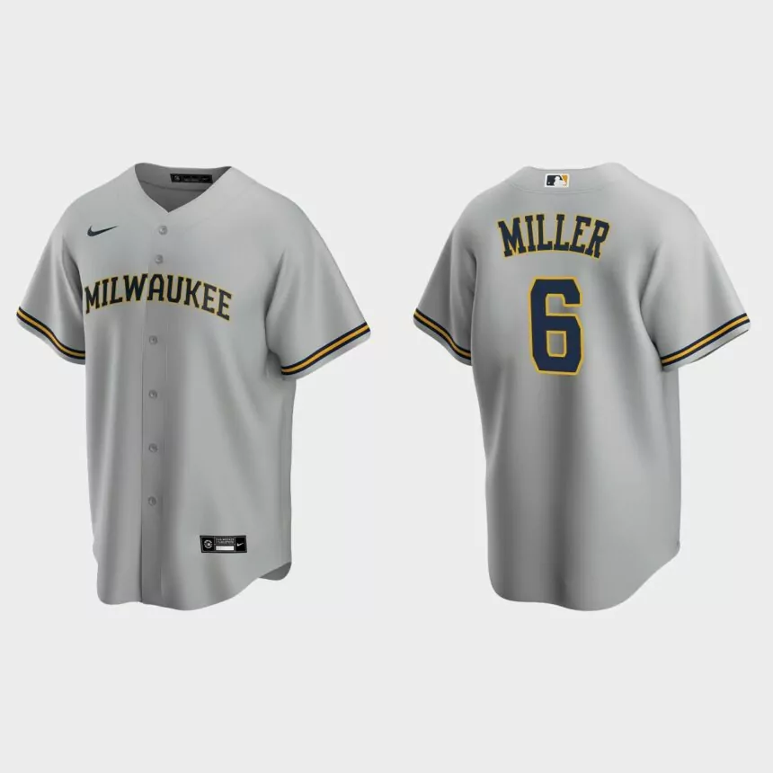 Milwaukee Brewers Owen Miller Replica Road Jersey – Gray
