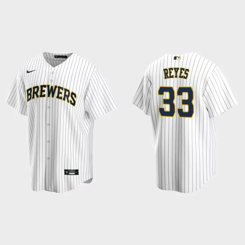 Milwaukee Brewers Pablo Reyes Replica Alternate Jersey – White Navy