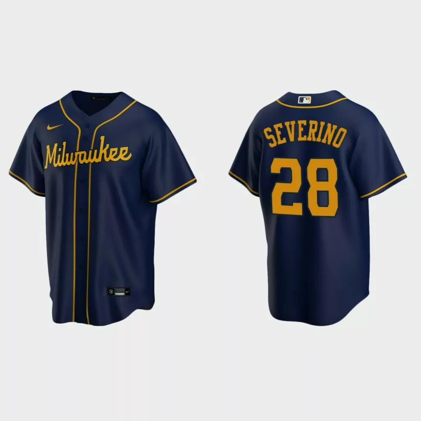 Milwaukee Brewers Pedro Severino Replica Alternate Jersey – Navy