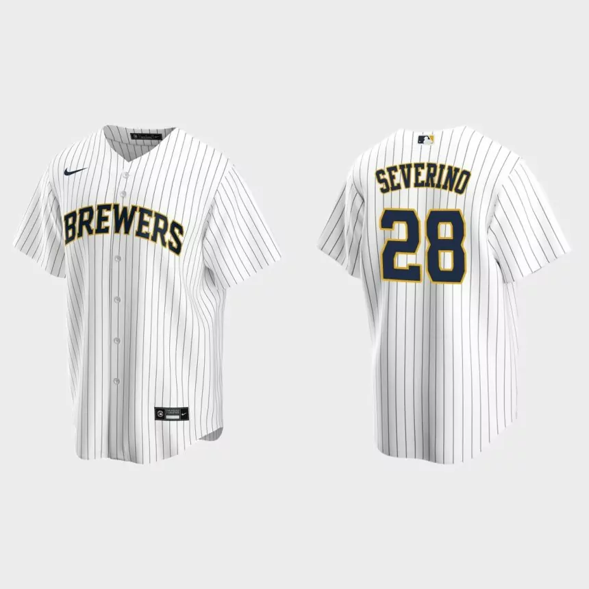 Milwaukee Brewers Pedro Severino Replica Alternate Jersey – White Navy