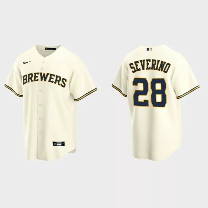 Milwaukee Brewers Pedro Severino Replica Home Jersey – Cream