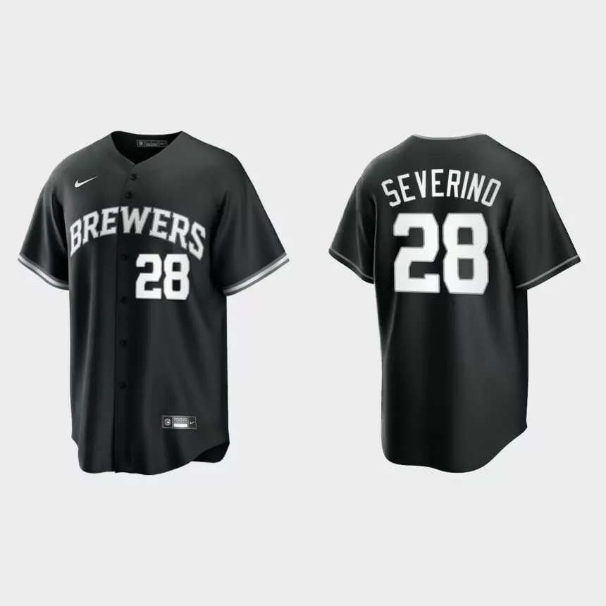 Milwaukee Brewers Pedro Severino Replica Official Jersey – Black White