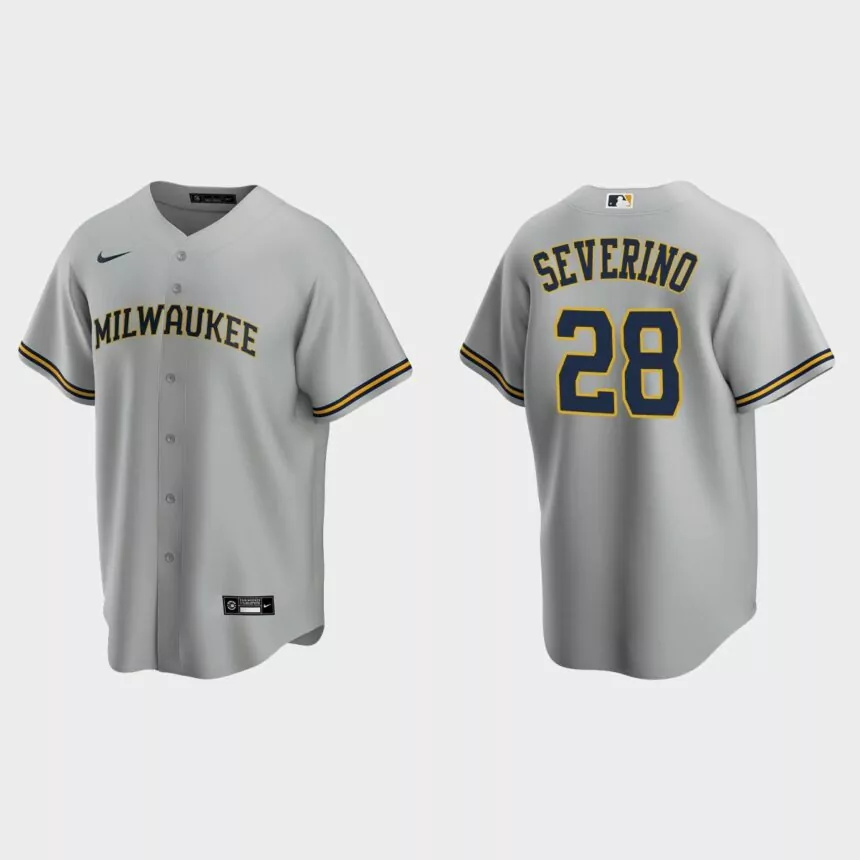 Milwaukee Brewers Pedro Severino Replica Road Jersey – Gray