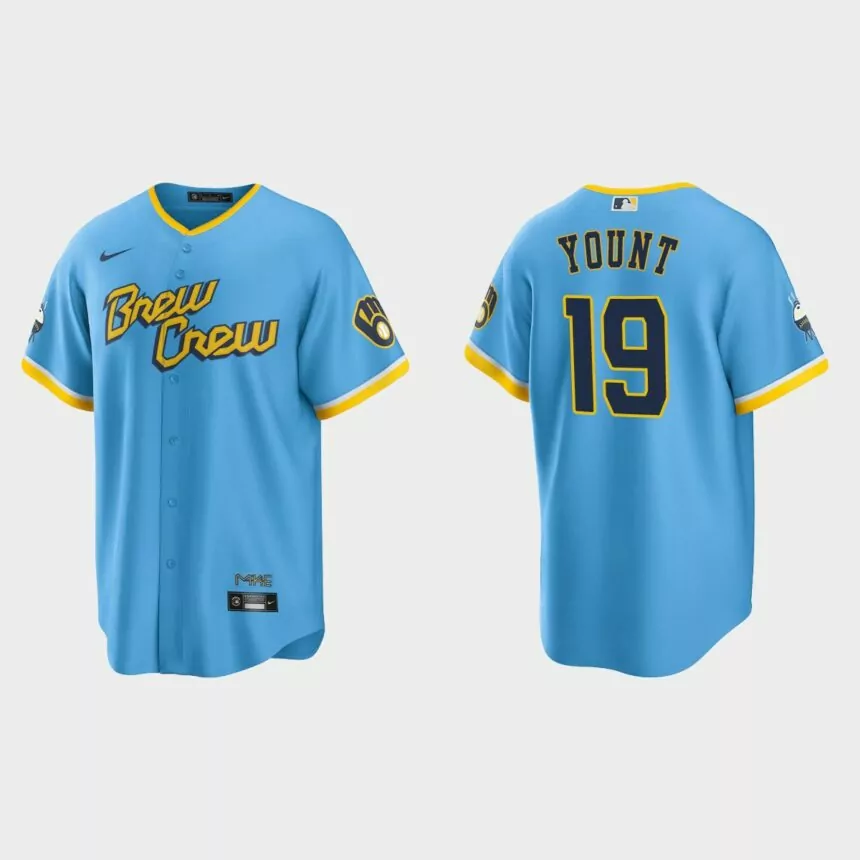 Milwaukee Brewers Robin Yount 2022 City Connect Replica Jersey – Powder Blue