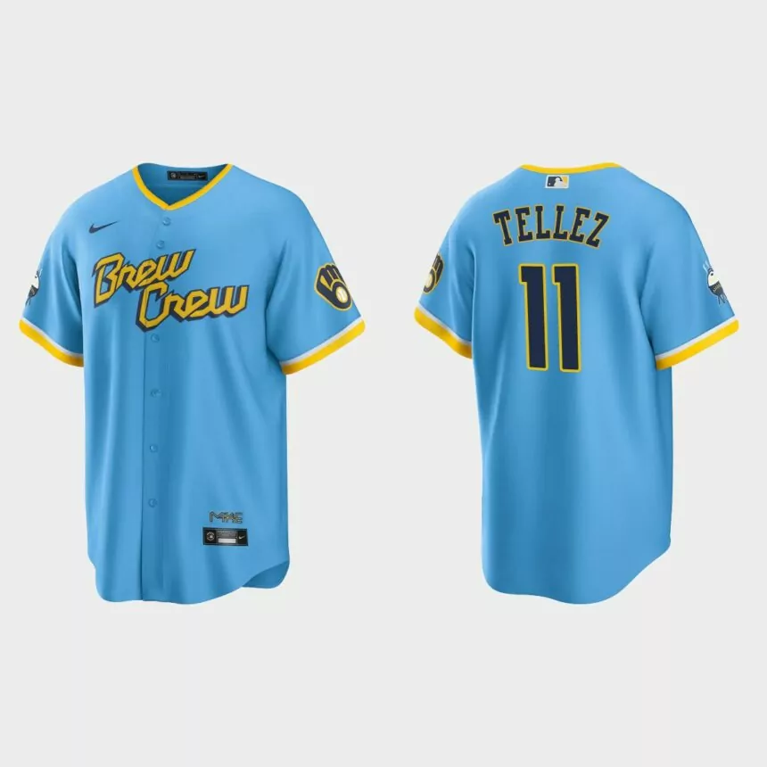 Milwaukee Brewers Rowdy Tellez 2022 City Connect Replica Jersey – Powder Blue