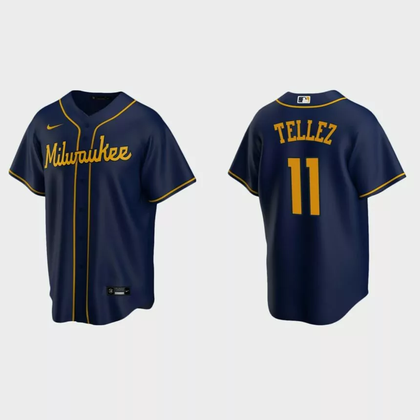 Milwaukee Brewers Rowdy Tellez Replica Alternate Jersey – Navy