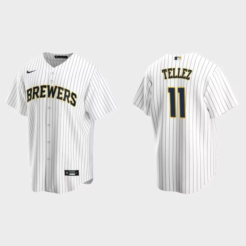 Milwaukee Brewers Rowdy Tellez Replica Alternate Jersey – White Navy