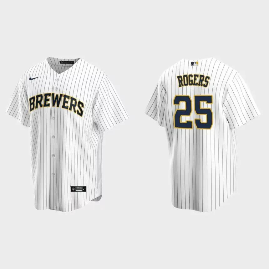 Milwaukee Brewers Taylor Rogers Replica Alternate Jersey – White Navy