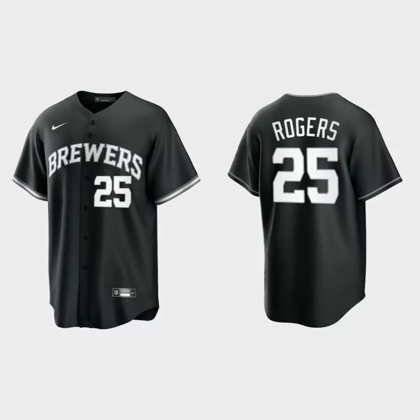 Milwaukee Brewers Taylor Rogers Replica Official Jersey – Black White