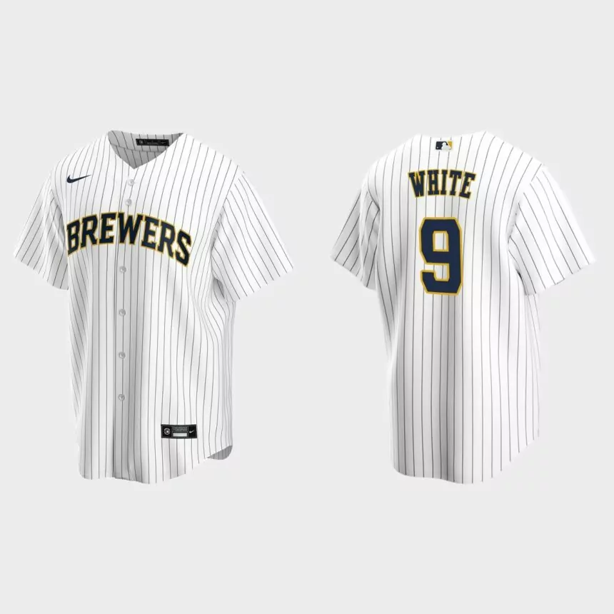 Milwaukee Brewers Tyler White Replica Alternate Jersey – White Navy
