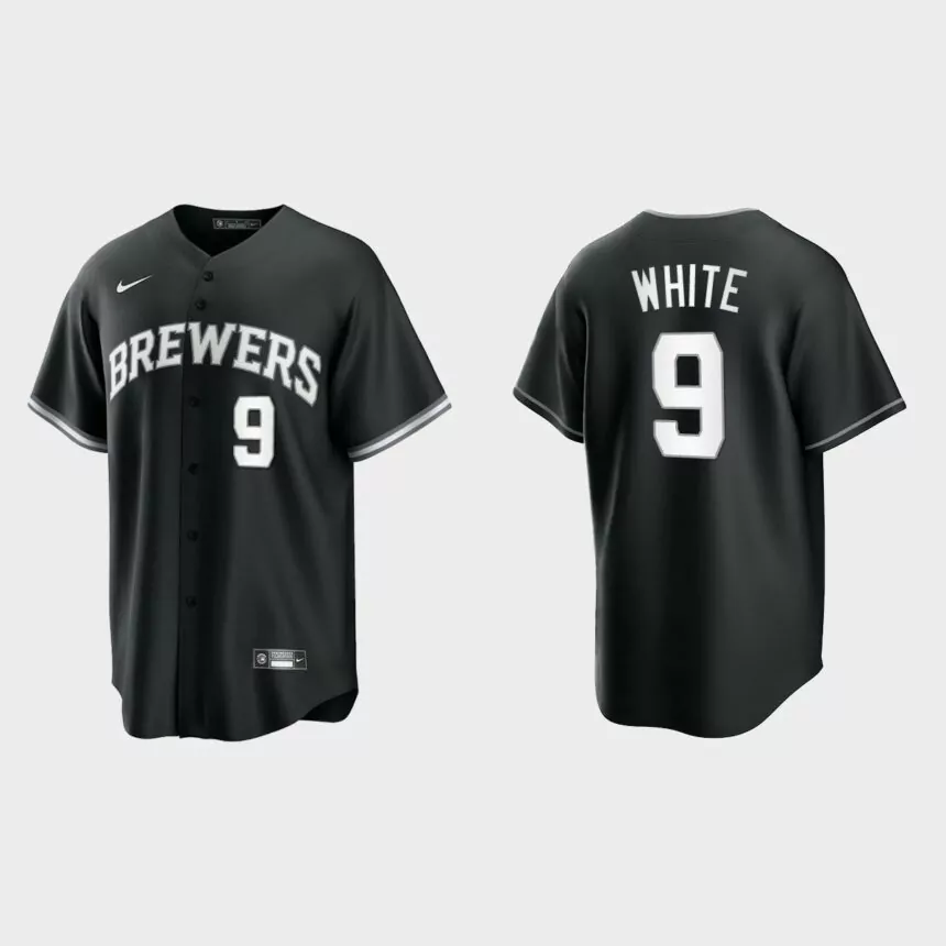 Milwaukee Brewers Tyler White Replica Official Jersey – Black White