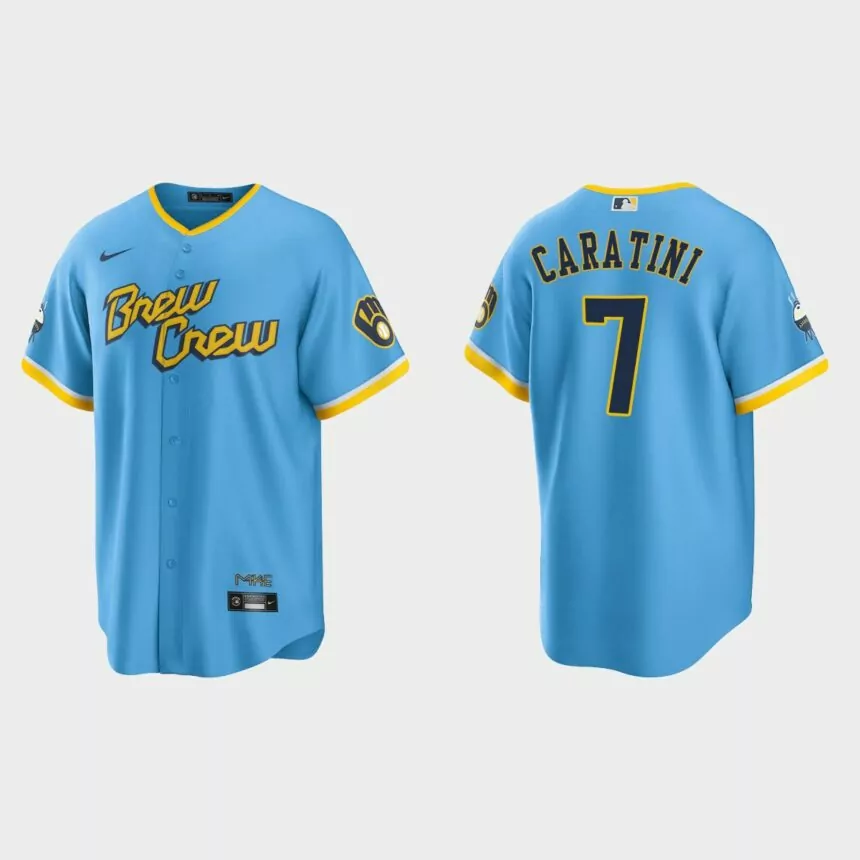 Milwaukee Brewers Victor Caratini 2022 City Connect Replica Jersey – Powder Blue