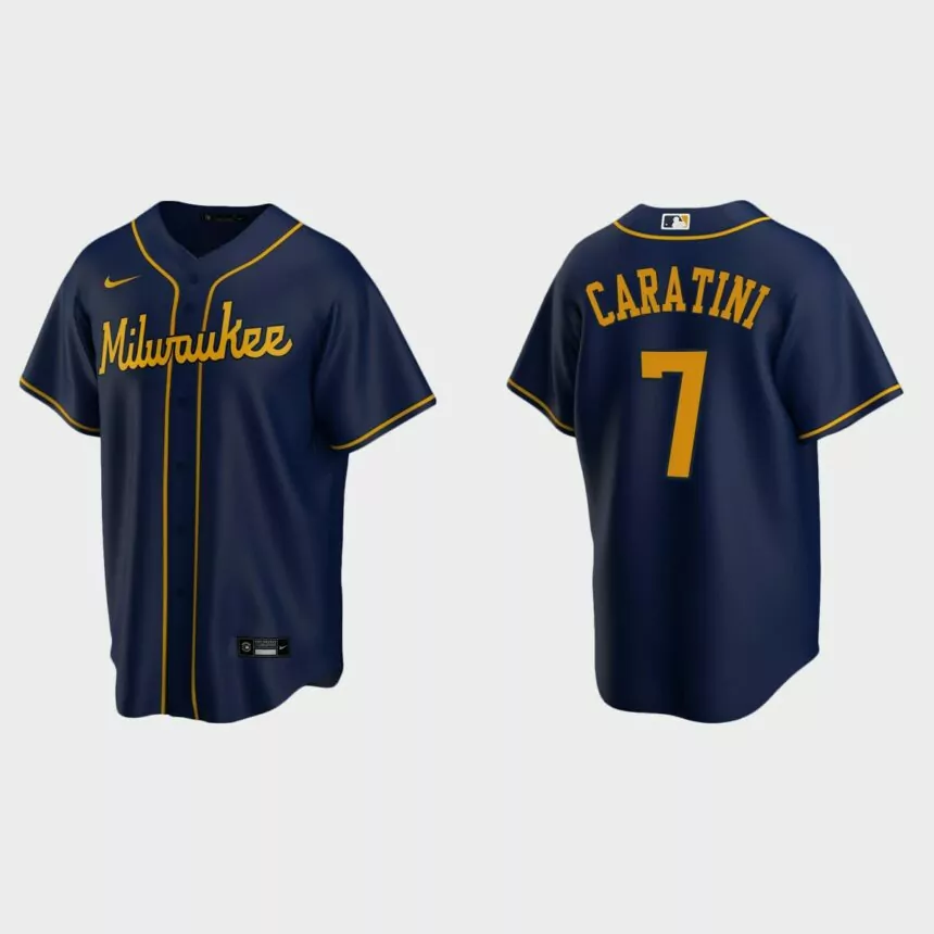 Milwaukee Brewers Victor Caratini Replica Alternate Jersey – Navy