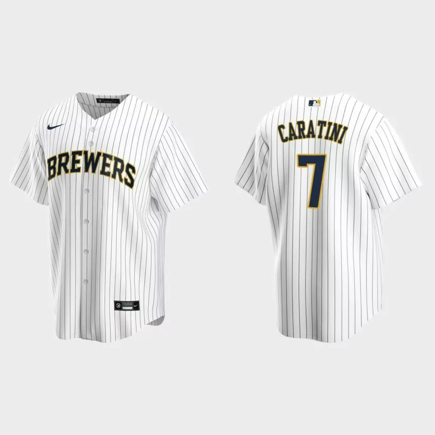 Milwaukee Brewers Victor Caratini Replica Alternate Jersey – White Navy