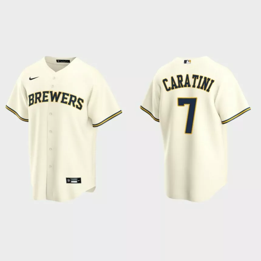 Milwaukee Brewers Victor Caratini Replica Home Jersey – Cream
