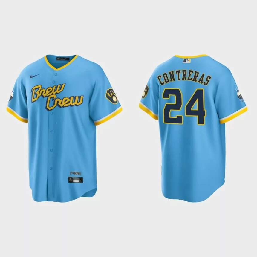 Milwaukee Brewers William Contreras City Connect Replica Jersey – Powder Blue
