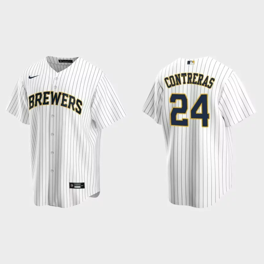 Milwaukee Brewers William Contreras Replica Alternate Jersey – White Navy