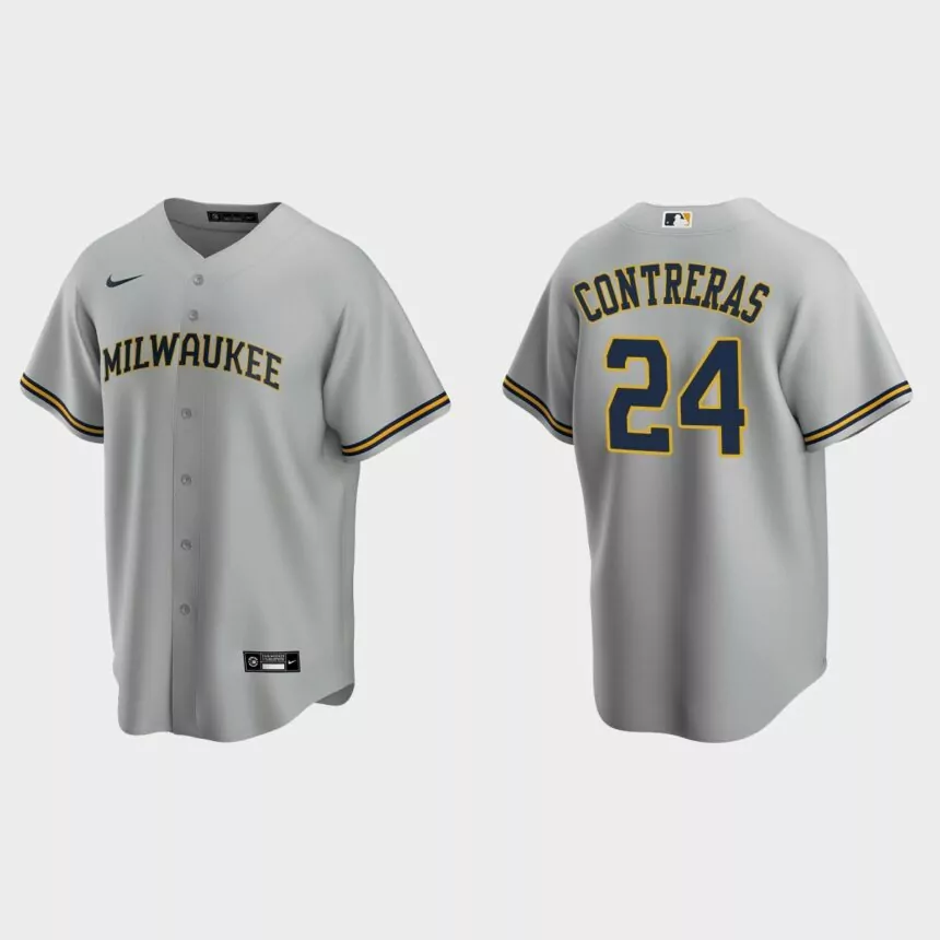 Milwaukee Brewers William Contreras Replica Road Jersey – Gray