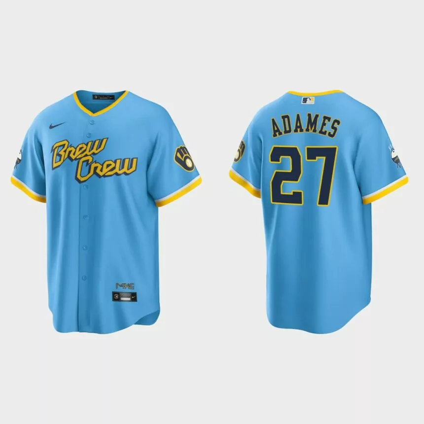 Milwaukee Brewers Willy Adames 2022 City Connect Replica Jersey – Powder Blue