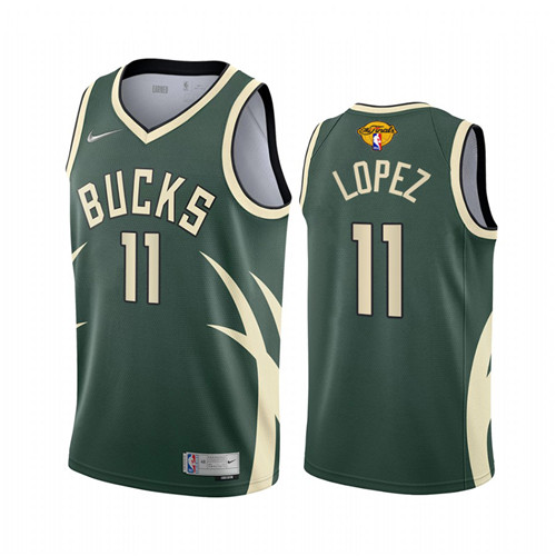 Milwaukee Bucks #11 Brook Lopez Men's 2021 NBA Finals Bound Swingman Earned Edition Jersey Green