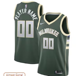 Milwaukee Bucks Nike Swingman Custom Jersey Green - Icon Edition