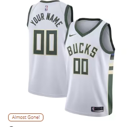 Milwaukee Bucks Nike Swingman Custom Jersey White - Association Edition