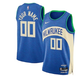 Milwaukee Bucks Nike Unisex 2023-24 Custom Swingman Jersey - Royal - City Edition