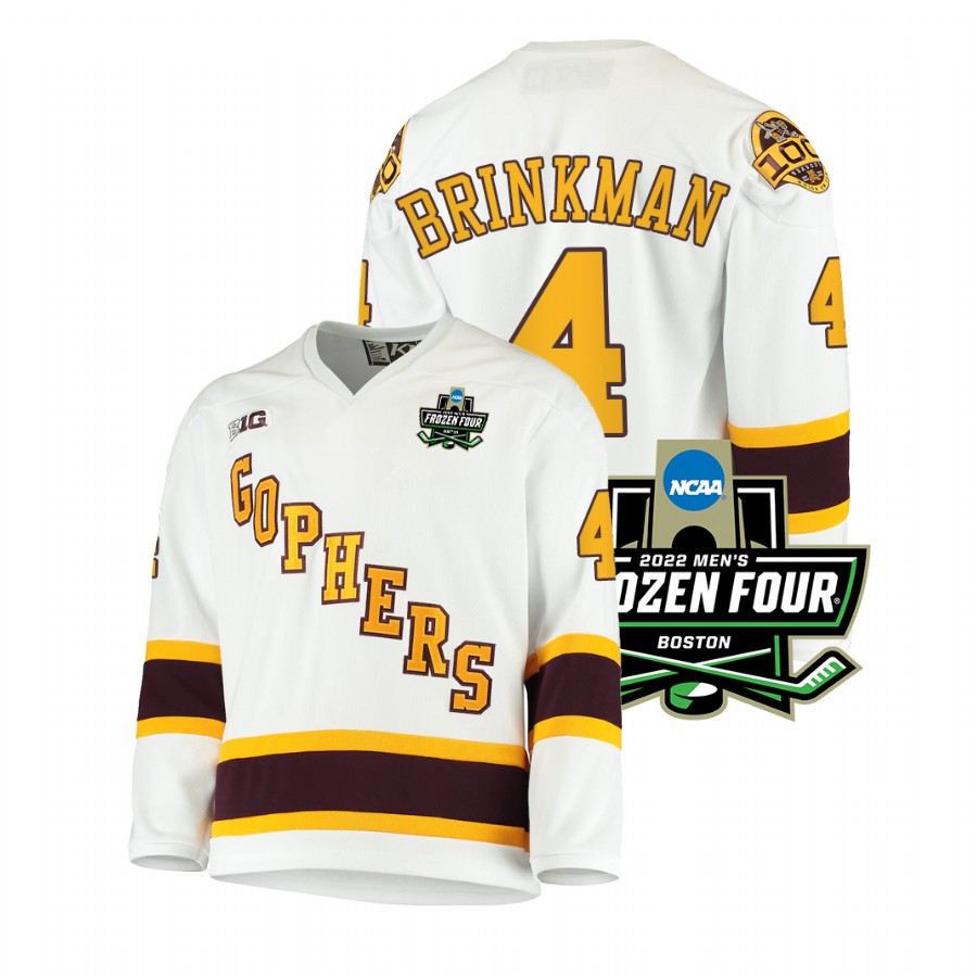 Minnesota Golden Gophers Ben Brinkman 2022 Frozen Four White Jersey