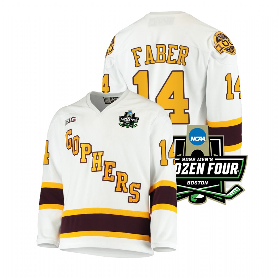 Minnesota Golden Gophers Brock Faber 2022 Frozen Four White Jersey
