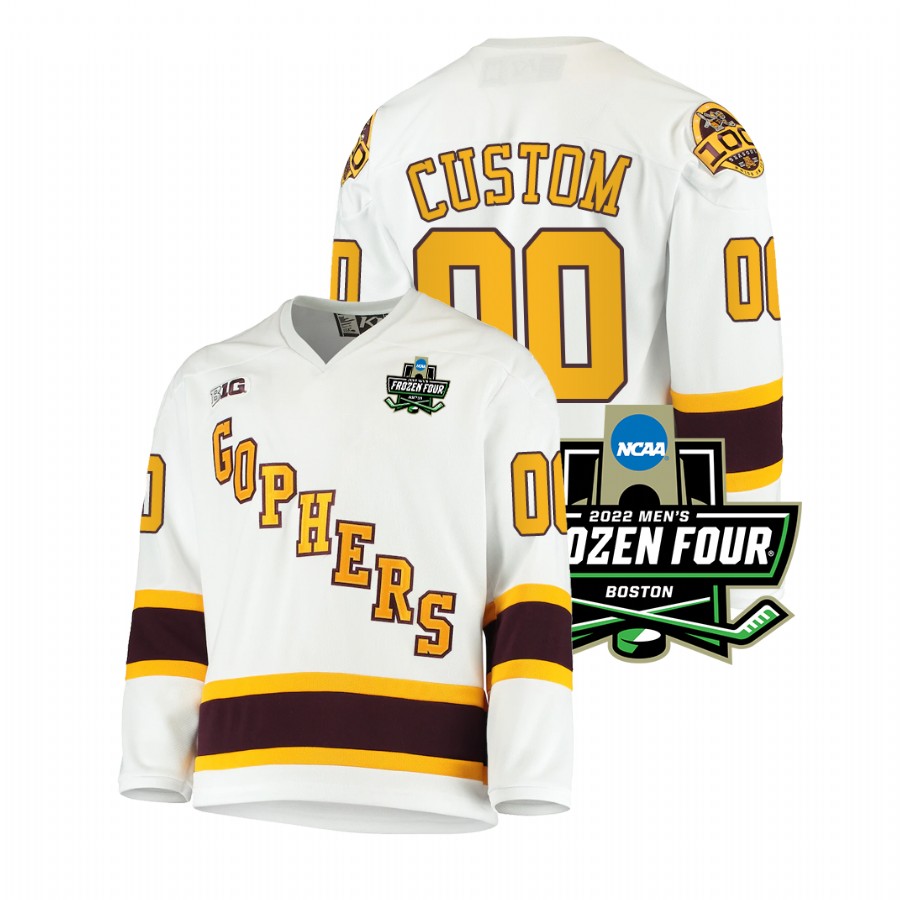 Minnesota Golden Gophers Custom 2022 Frozen Four White Jersey
