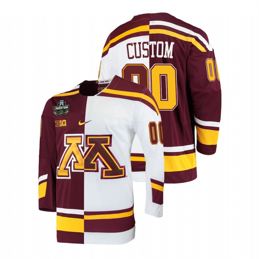 Minnesota Golden Gophers Custom 2022 Frozen Four White Maroon Jersey