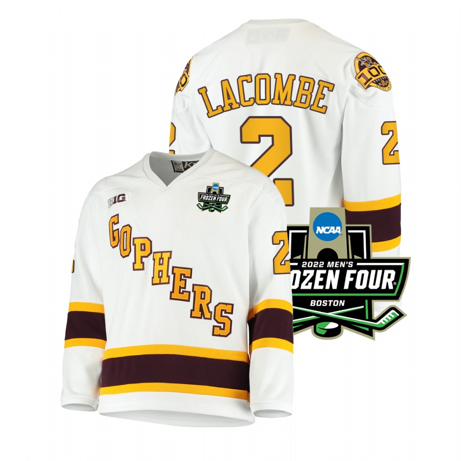 Minnesota Golden Gophers Jackson Lacombe 2022 Frozen Four White Jersey