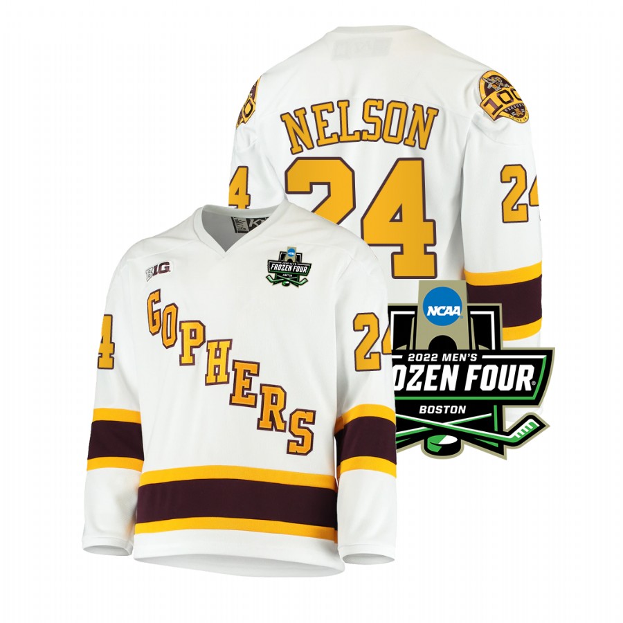 Minnesota Golden Gophers Jaxon Nelson 2022 Frozen Four White Jersey