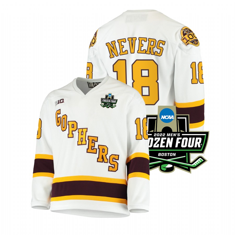 Minnesota Golden Gophers Mason Nevers 2022 Frozen Four White Jersey