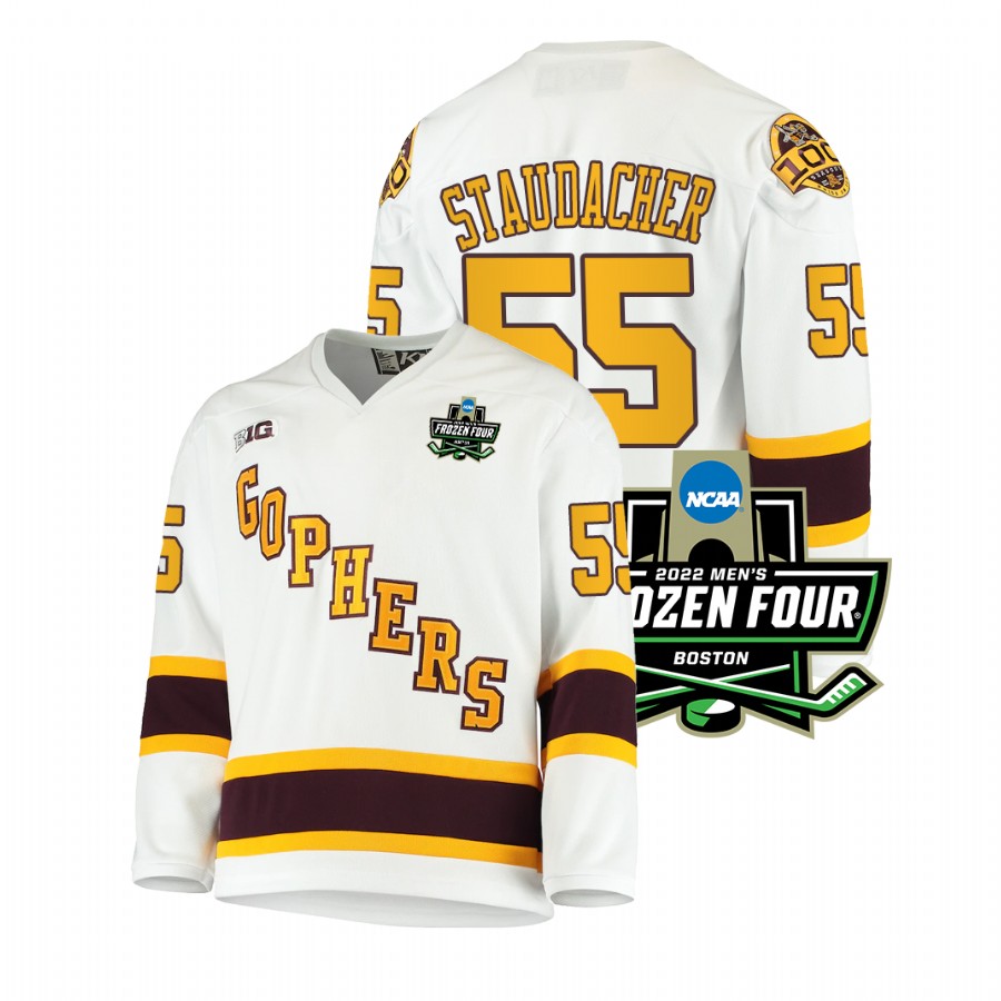Minnesota Golden Gophers Matt Staudacher 2022 Frozen Four White Jersey