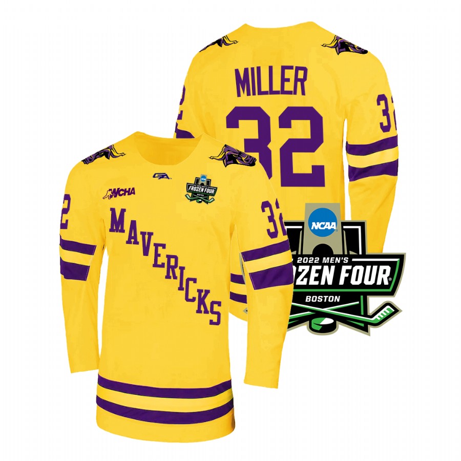 Minnesota State Mavericks Andrew Miller 2022 Frozen Four Championship Hockey Jersey Gold