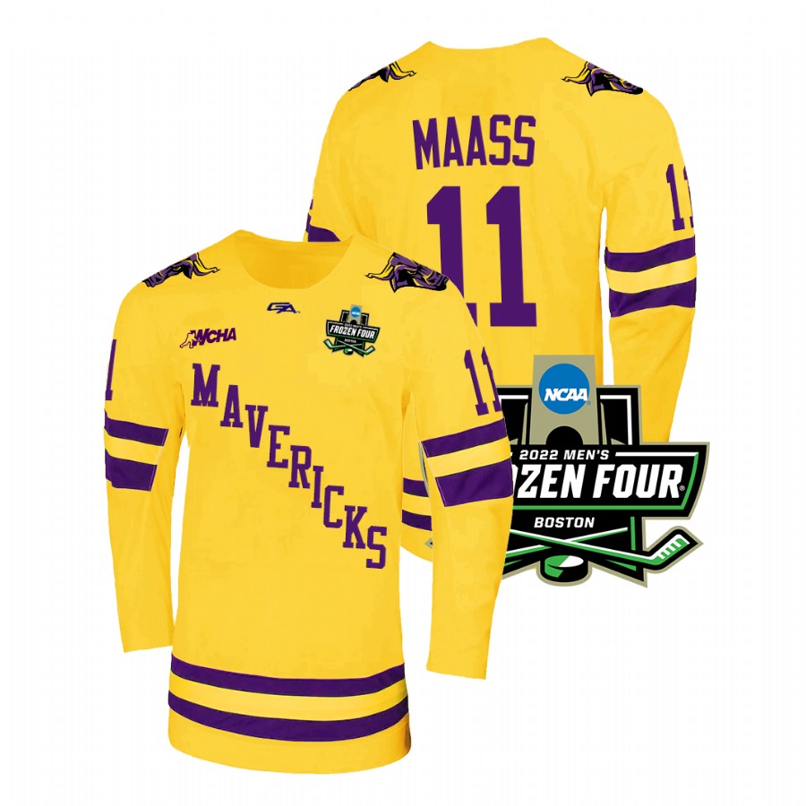 Minnesota State Mavericks Benton Maass 2022 Frozen Four Championship Hockey Jersey Gold