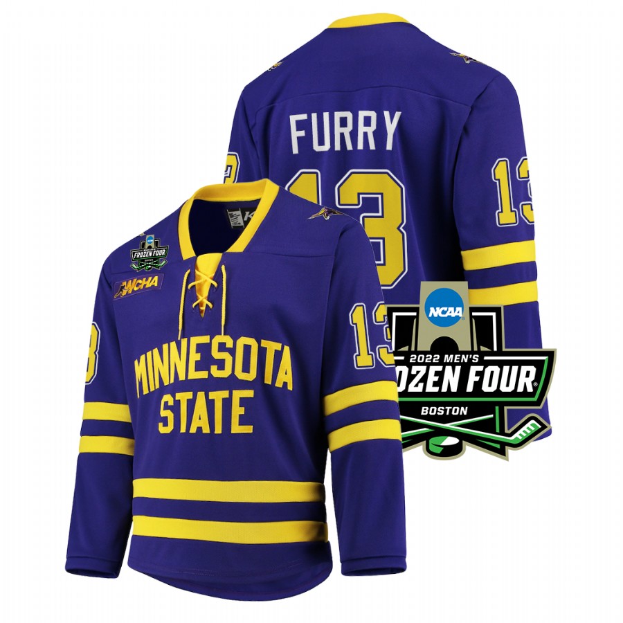 Minnesota State Mavericks Brendan Furry 2022 Frozen Four Purple Jersey