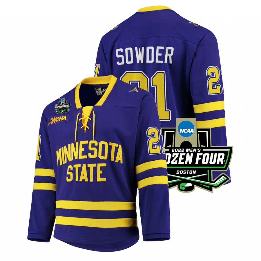Minnesota State Mavericks Lucas Sowder 2022 Frozen Four Purple Jersey